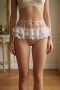 White Clear PVC Sissy Maid Lace Trim Panties – Custom Made G3854