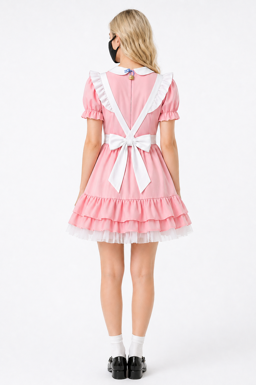Baby Pink Cotton Sissy Maid Dress Set – Cute Maid Outfit with Apron & Headpiece G4095