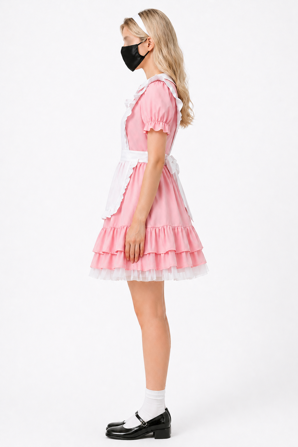 Baby Pink Cotton Sissy Maid Dress Set – Cute Maid Outfit with Apron & Headpiece G4095
