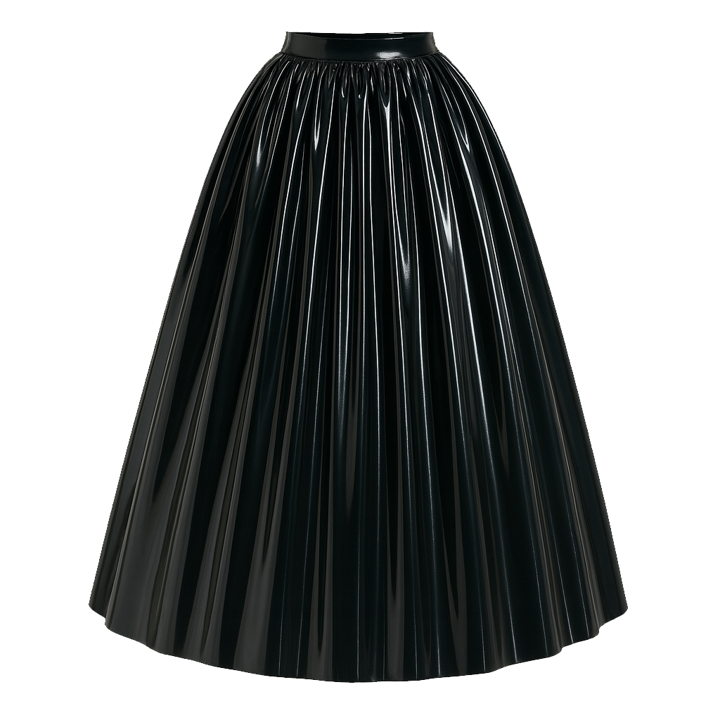 Ensemble blouse et jupe de soubrette en PVC fin noir – Fermeture éclair au dos verrouillable, style gothique, deux pièces G4120